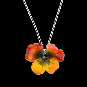 Vintage David Andersen Norway sterling silver enamel flower brooch pin